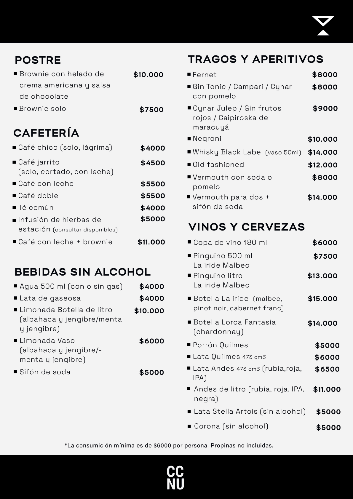 Menú CCNU - mesas página 1